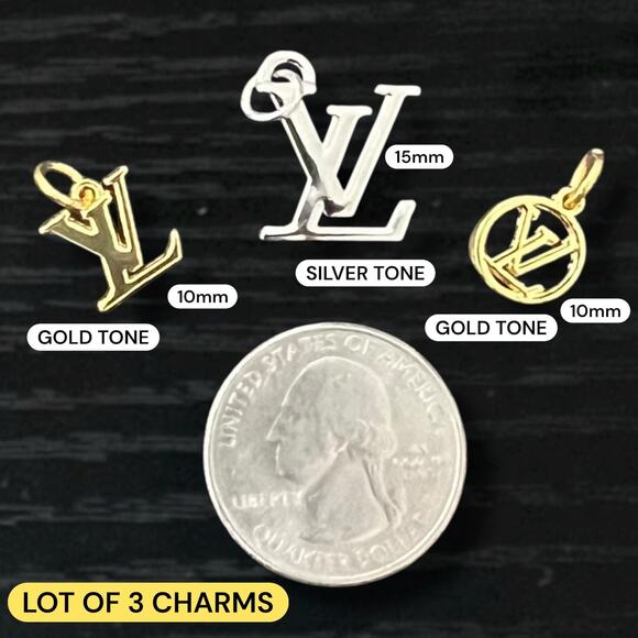 Lot of 3 LV Assorted Zipper Pull Button Charms - Picture 1 of 1
